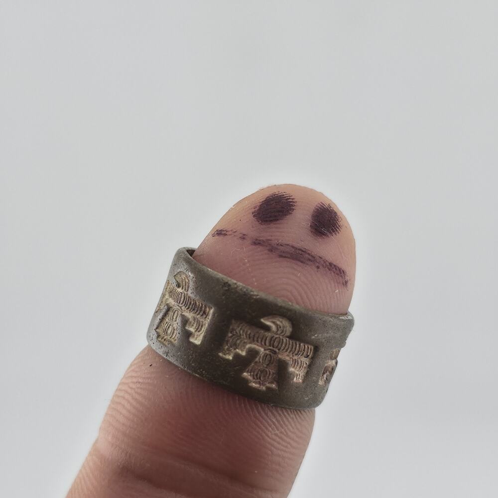 Vintage Navajo Copper Thunderbird Band Ring Size 6 Southwestern Tribal Boho